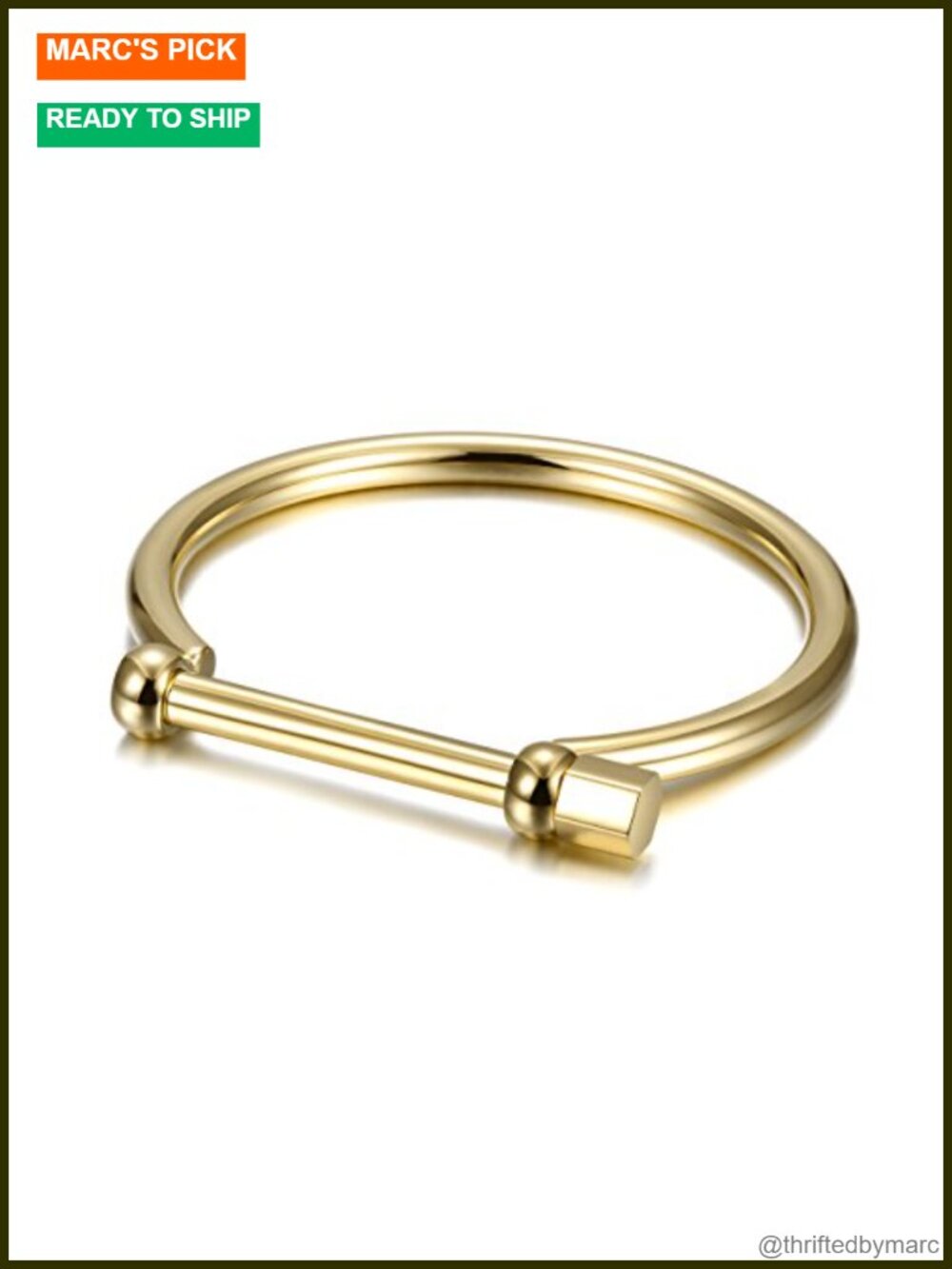 Stainless Steel Bar & Screw Cuff Bangle Bracelet, 7.25"